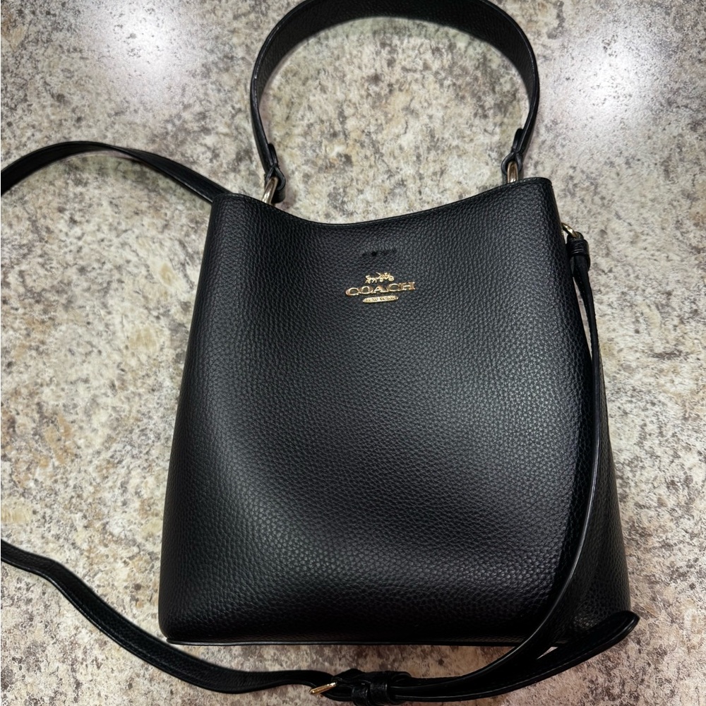 Coach Black Leather Bucket Bag